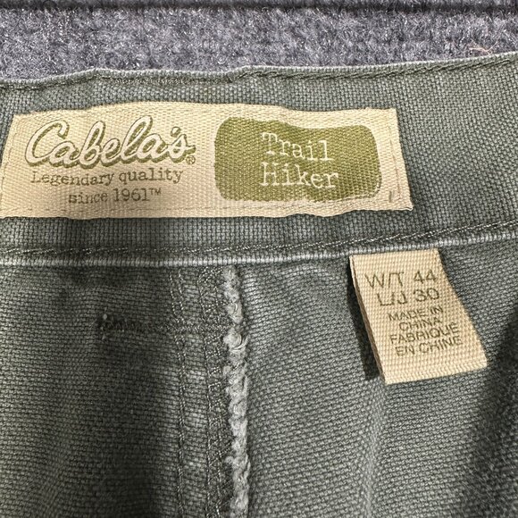 Cabelas Pants Mens 44 Trail Hiker Khaki Cotton Straight Leg Cargo Zip Fly Green - Picture 5 of 9